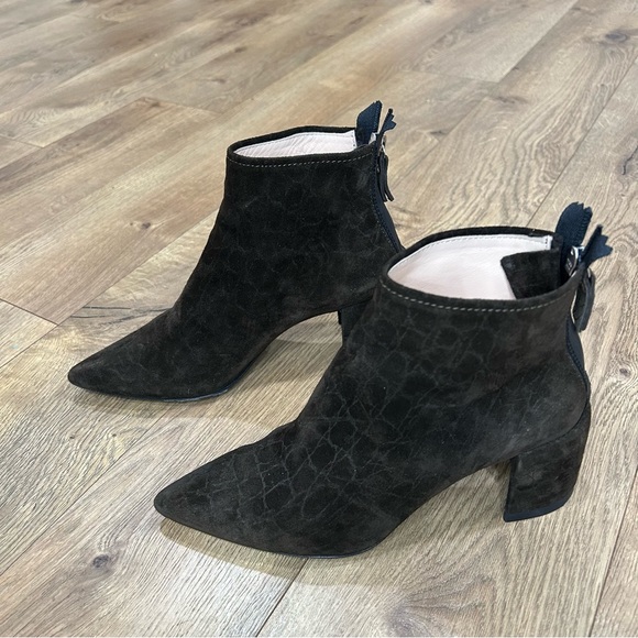 AGL dark brown suede ankle moc croc boot Size 38.5 / US 8.5 - Picture 3 of 16